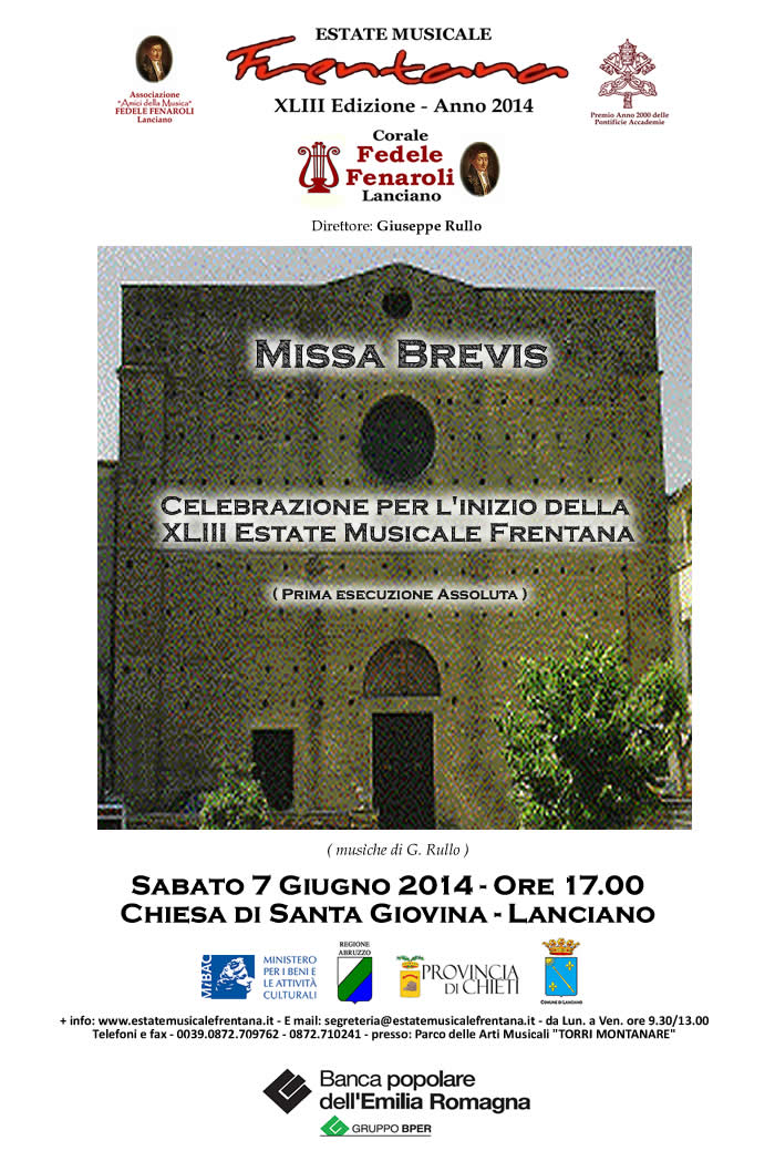 MISSA BREVIS  e Concerto del Seminario di Interpretazione Operistica