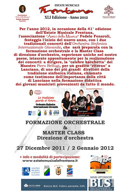 Formazione orchestrale per il Concerto di Capodanno  & Master Class di Direzione d
