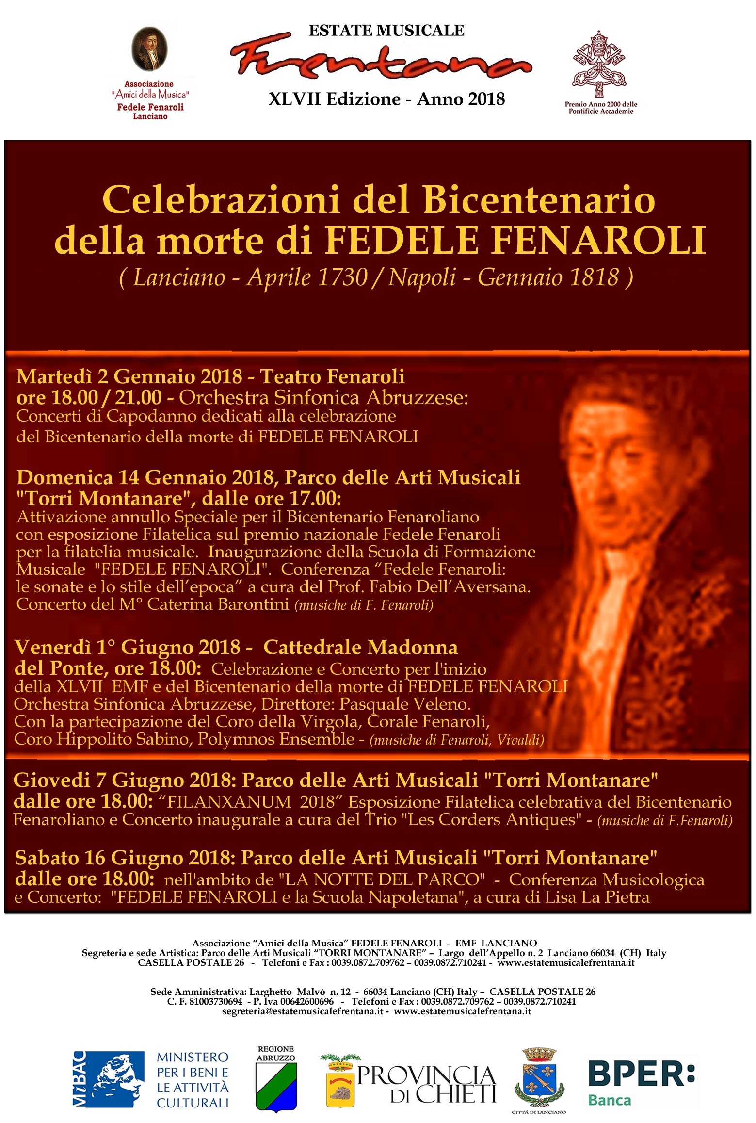 Celebrazioni del Bicentenario della morte di FEDELE FENAROLI